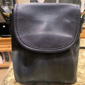Vintage Coach SoHo Small Black Soft Leather Flap Crossbody Bag